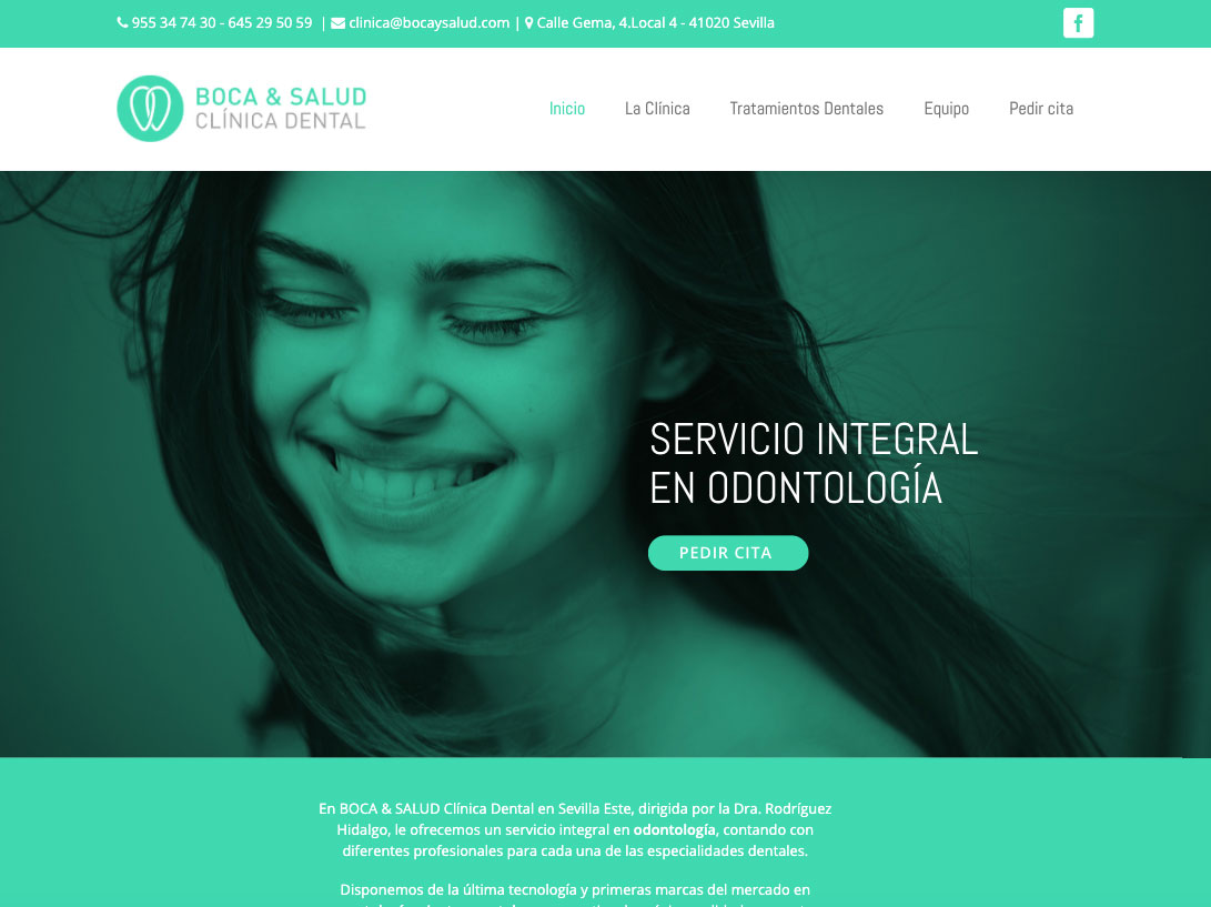 Diseño web de clínica dental Boca & Salud